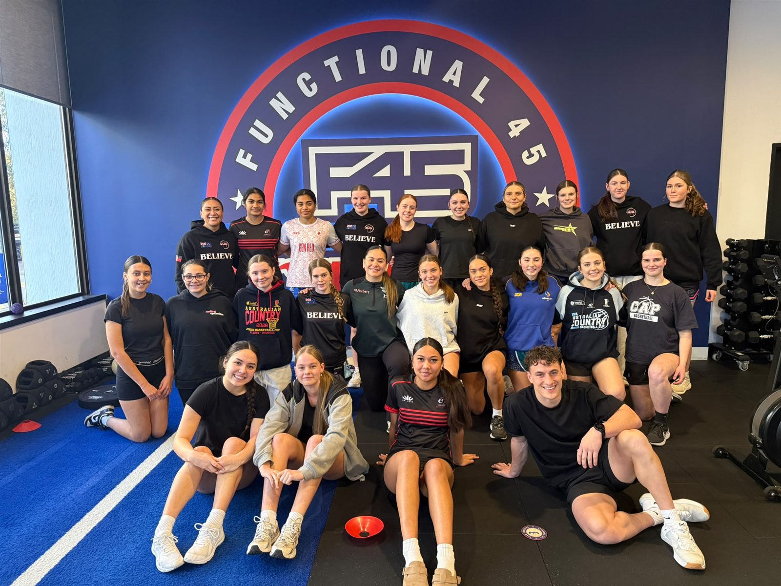 The squad together after a strength session at the gym